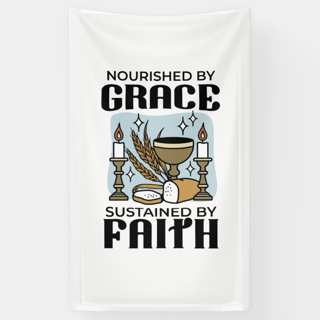 Nourished by Grace, Sustained by Faith Design Banner (Vertikal)