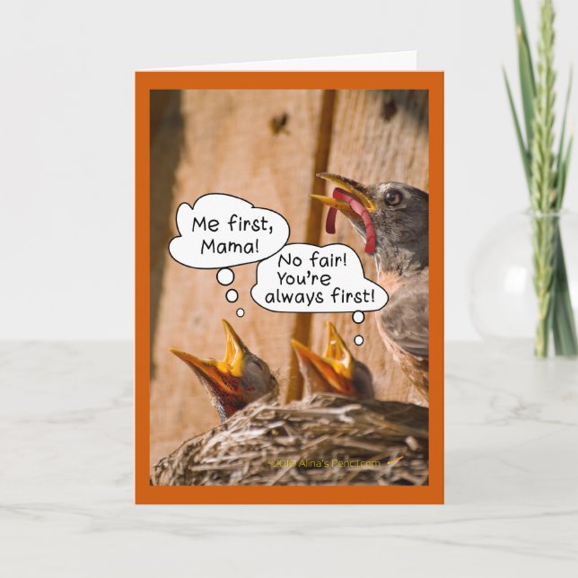 Nourrir BébéOiseaux Drôle Mère's Day Card Modèle (Devant)
