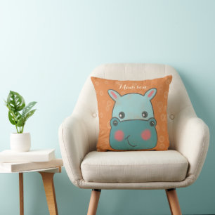 Nourriture Hippo mignonne oreiller à lancer