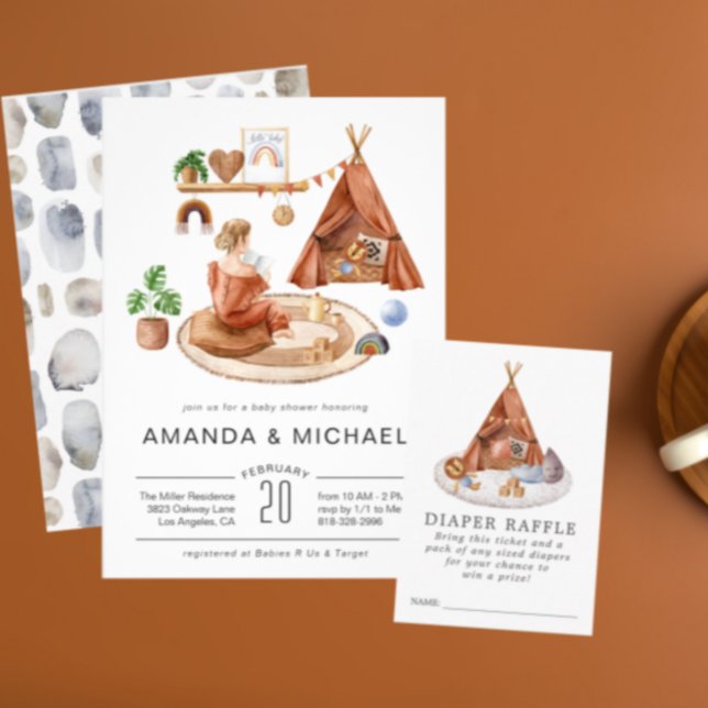 Nourriture Neutral Boho | Invitation Baby shower (Créateur téléchargé)