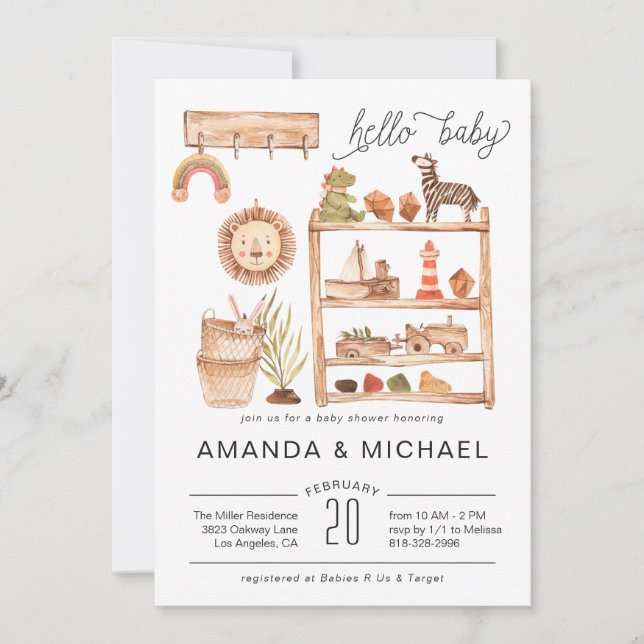 Nourriture Neutral Boho | Invitation Baby shower (Devant)