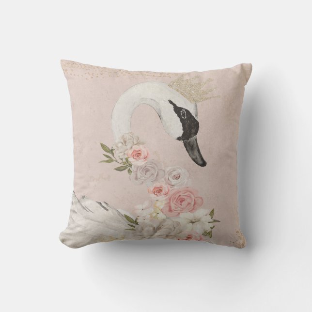 Nourriture Swan Baby Nursery Peony Coussin Crown (Recto)