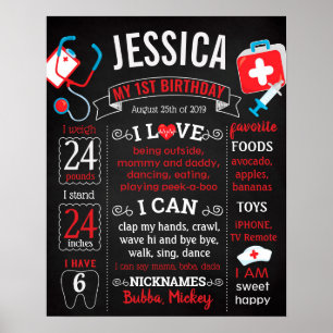 Nourse Doctor Birthday Party-Chalkboard-Zeichen Poster