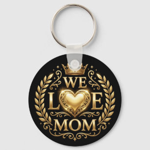Nous aimons Maman porte-clés Noir & Or