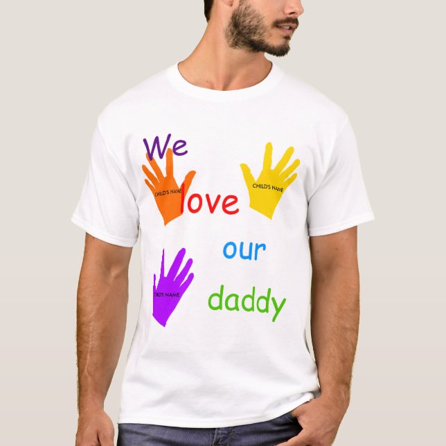 Nous aimons notre T-shirt de papa (3 enfants) (Devant)