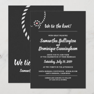 Nous attachons le faire-part de mariage de noeud