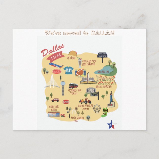 Nous avons déménagé à Dallas Texas Carte postale (Devant)
