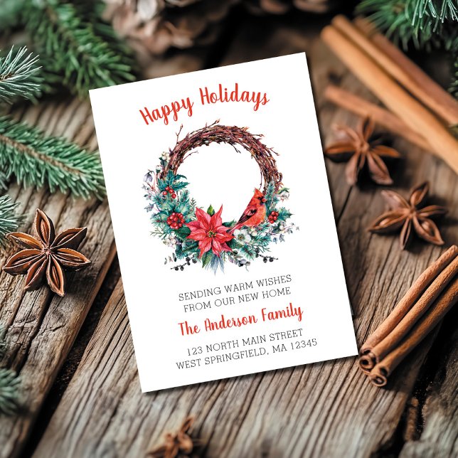 Nous avons déménagé Carte de Noël Cardinal Wreath (Créateur téléchargé)