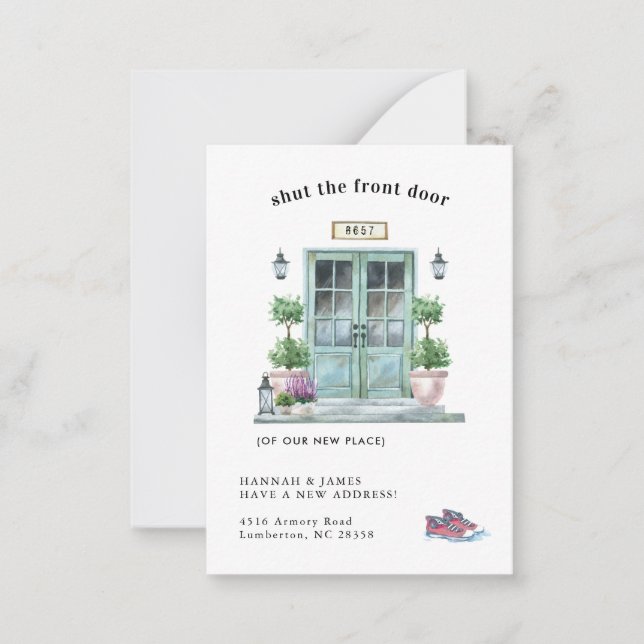 Nous avons déménagé | Carte Faire-part de porte bl (Devant)