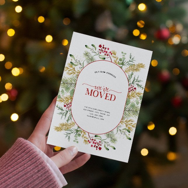 Nous avons déménagé Carte postale d'annonce de l'h (Celebrate the new beginning with this festive 'We've Moved" postcard!
)