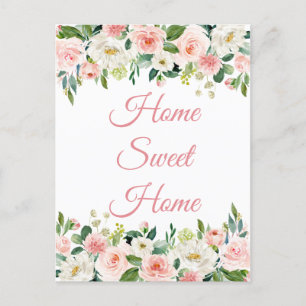 Nous avons déménagé Carte postale florale Home Swe