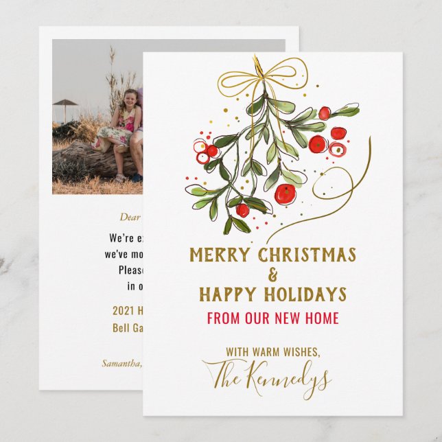 Nous avons déménagé la carte de Noël photo Mistlet (Devant / Derrière)