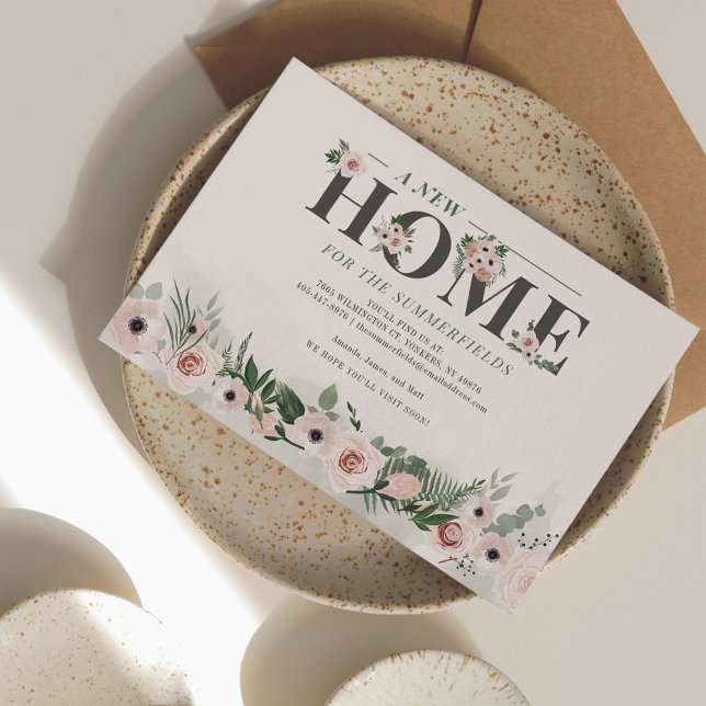 Nous avons déménagé la Faire-part de déménagement  (Floral Moving Announcement New Address Notification Card)