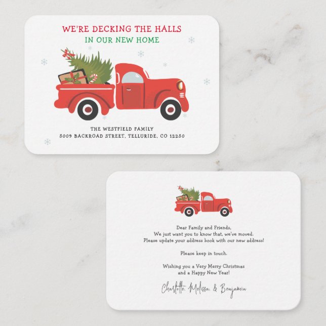 Nous avons déménagé Noël vacances Faire-part de dé (Devant / Derrière)