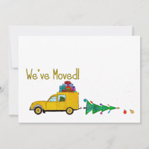 Nous avons déménagé voiture et arbre carte de Noël