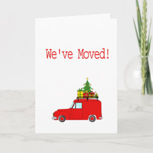Nous avons déménagé voiture et arbre carte de Noël