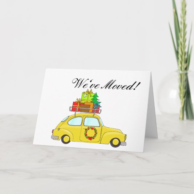 Nous avons déménagé voiture et arbre carte de Noël (Devant)
