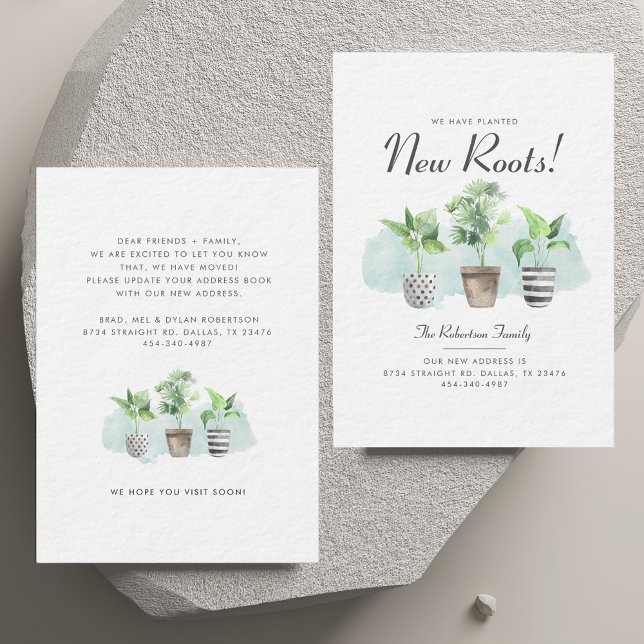 Nous avons déplacé Boho Chic Moving Faire-part (Watercolor Change of Address Potted Plants Moving Announcement)