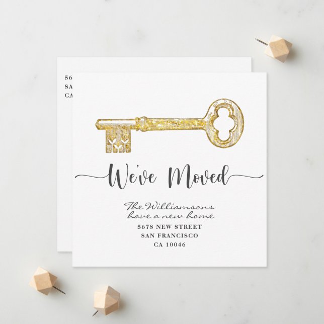 Nous avons déplacé Kraft Key Moving Faire-part (Devant/Arrière en situation)