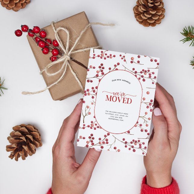Nous avons déplacé Red Berry Faire-part carte post (Celebrate the new beginning with this festive 'We've Moved" postcard!
)
