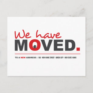 Nous Avons Déplacé Red Moving Faire-part Carte Pos