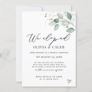 Nous avons Elopé Eucalyptus Mariage Faire-part