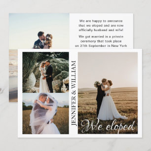 Nous avons Eloped Photo Collage Mariage Faire-part