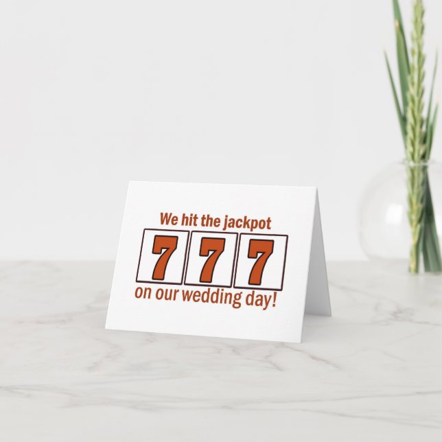 Nous avons frappé le jackpot 777 cartes de mariage (Devant)