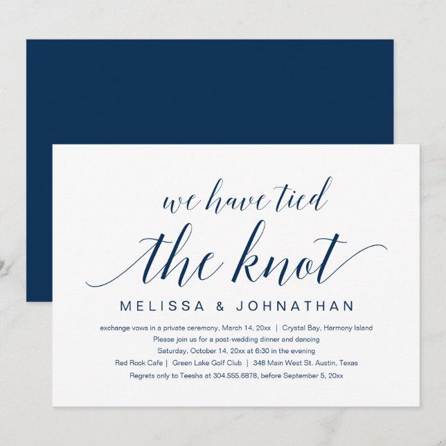 Nous avons noué le nœud, Invitation de mariage en  (Devant / Derrière)