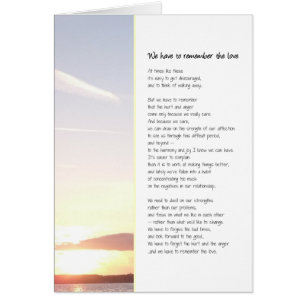 Nous devons nous souvenir de l'amour...des relatio