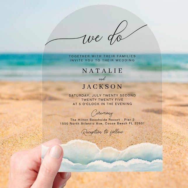 Nous faisons Plage Mariage Acrylique Invitation av (Wedding Invite example)