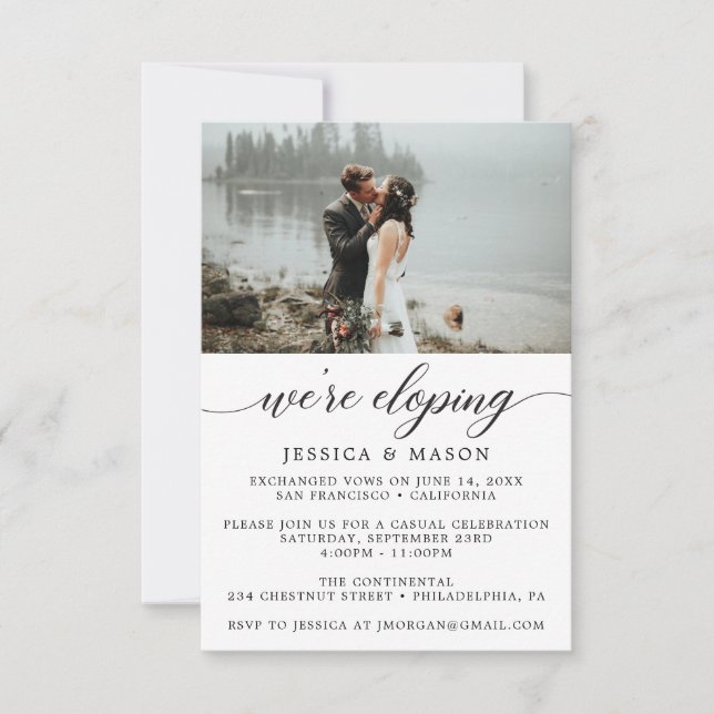 Nous Fuyons pour nous Marier Invitation Faire-part (Devant)