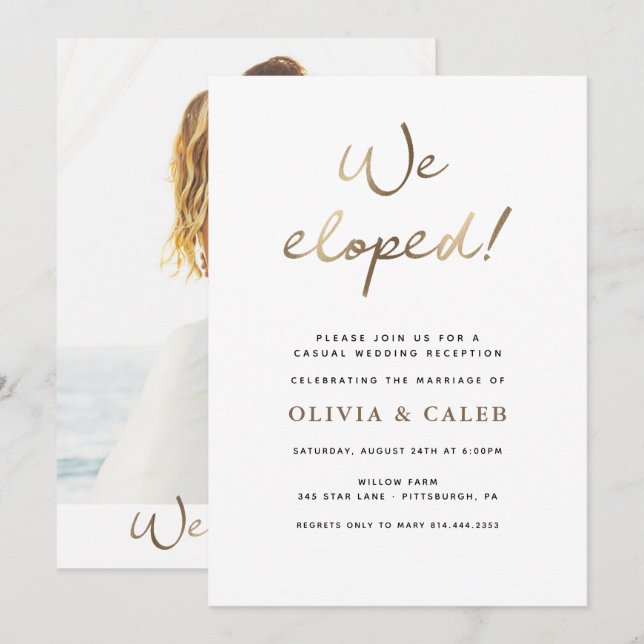 Nous nous sommes enfuis ! Invitation à la réceptio (Devant / Derrière)