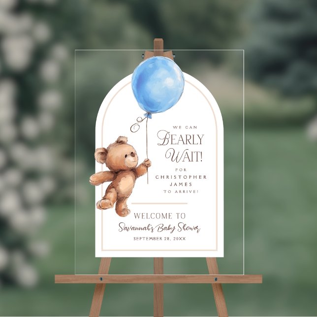 Nous pouvons attendre l'accueil Baby shower (Shown on an 18" x 24" acrylic sign)