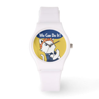 Nous Pouvons Le Faire ! Chat blanc Rosie la montre