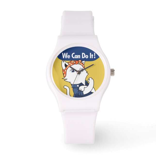 Nous Pouvons Le Faire ! Chat blanc Rosie la montre (Recto)