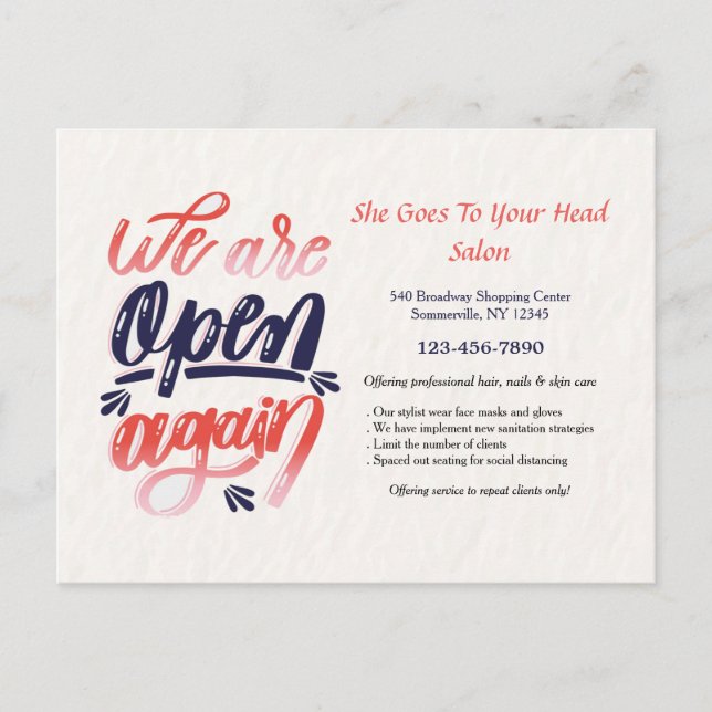 Nous sommes à nouveau ouverts Carte postale (Devant)