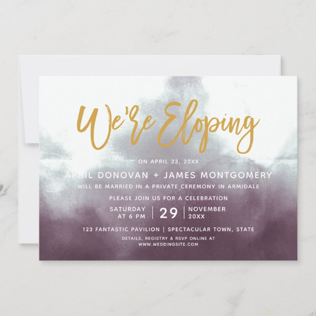 Nous sommes Eloping Brush Typography Faire-part de (Devant)