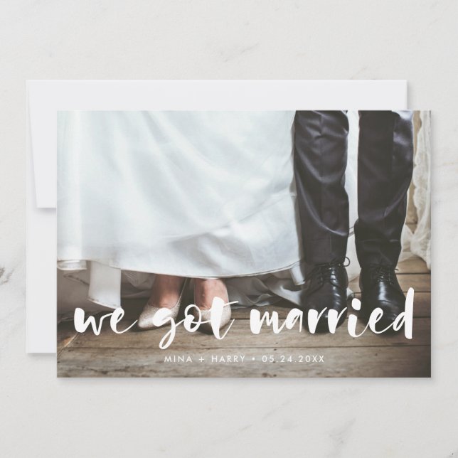 Nous sommes mariés carte photo de script moderne (Devant)