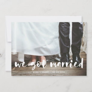 Nous sommes mariés carte photo de script moderne