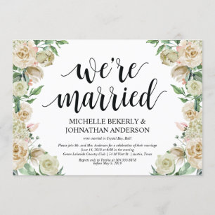 Nous sommes mariés Elopement Réception Carte d'inv