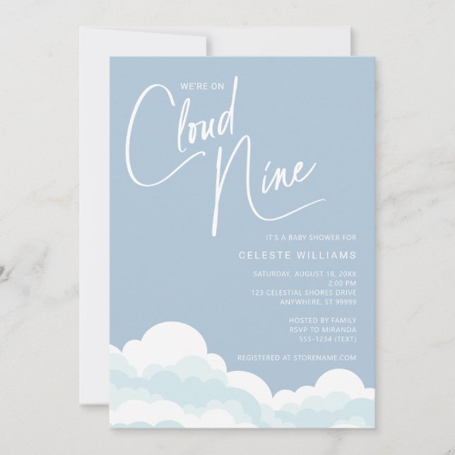 Nous sommes sur Cloud Nine Baby shower Invitation (Devant)