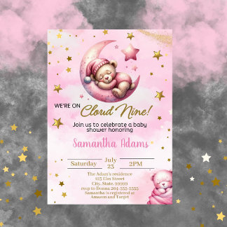 Nous sommes sur Cloud Nine Baby shower Invitation