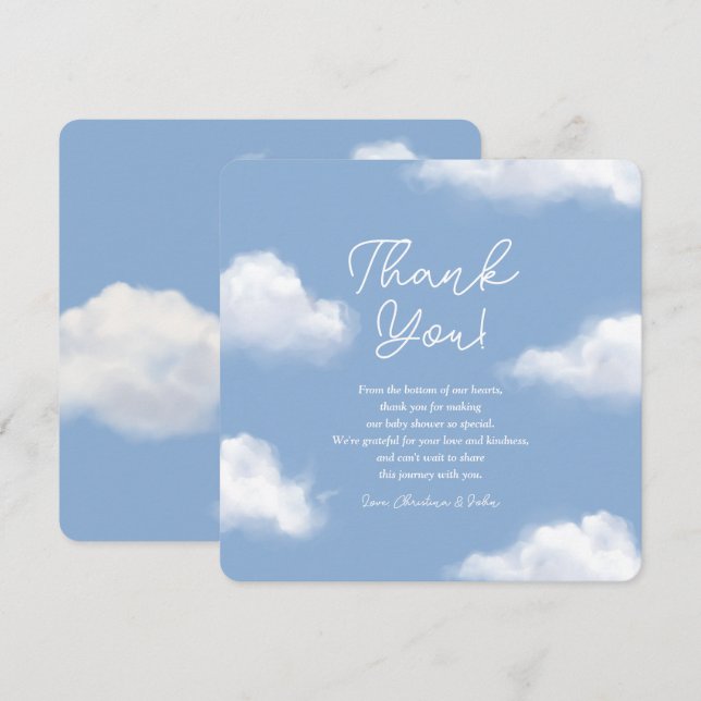 Nous sommes sur le Baby shower bleu Cloud 9 Carte  (Devant / Derrière)