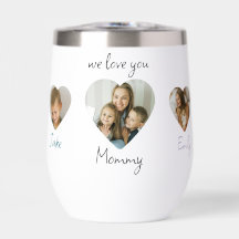 Nous t'aimons Maman Coeur Photos Bouteille d'eau