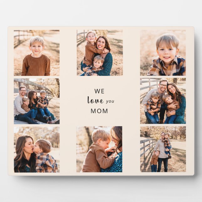 Nous t'aimons Maman Collage de photos Plaque (Devant)