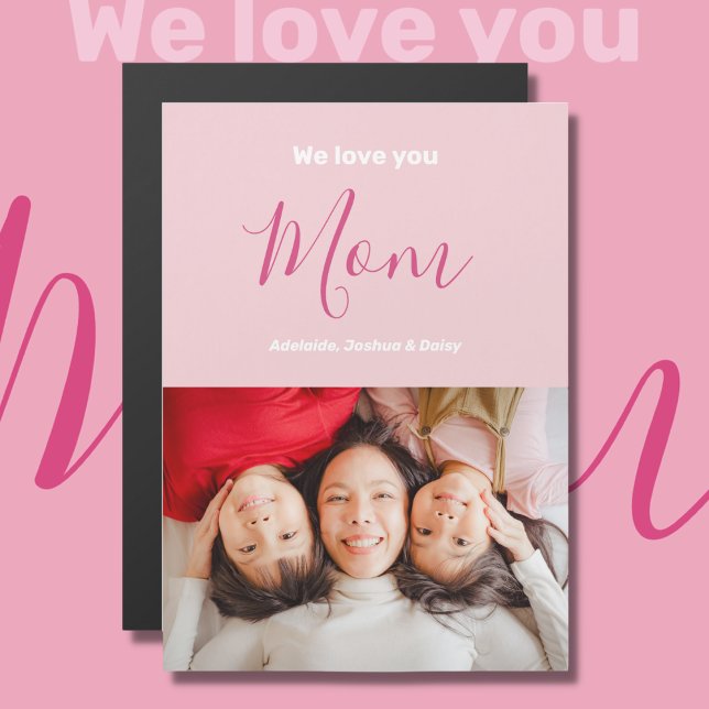 Nous t'aimons Maman Pink Minimalist Photo Magnet C (Créateur téléchargé)