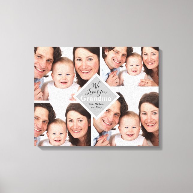Nous t'aimons Mamie Photos Monogramme Nom Toile (Recto)