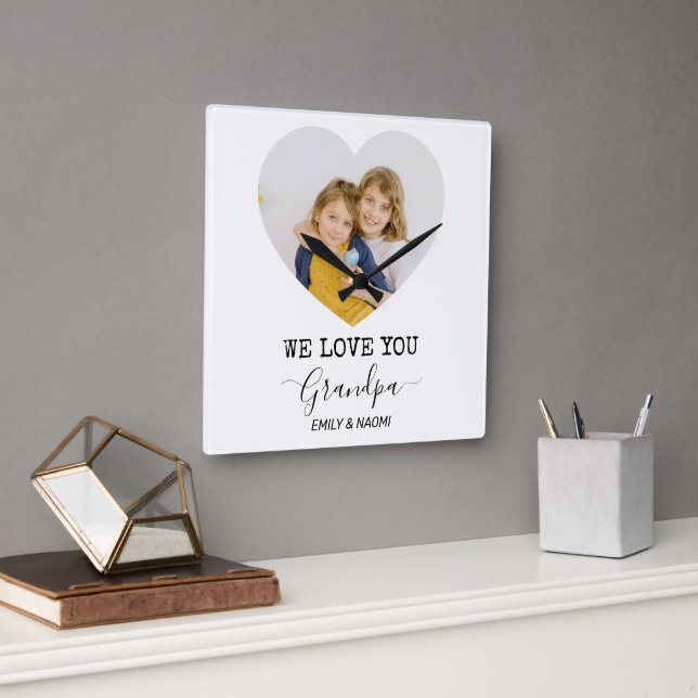 Nous Vous Aimons Grand-Père | Horloge murale perso (Bureau)