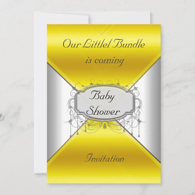 NOUVEAU Baby Shower Party Gold Silver Invitation (Devant)